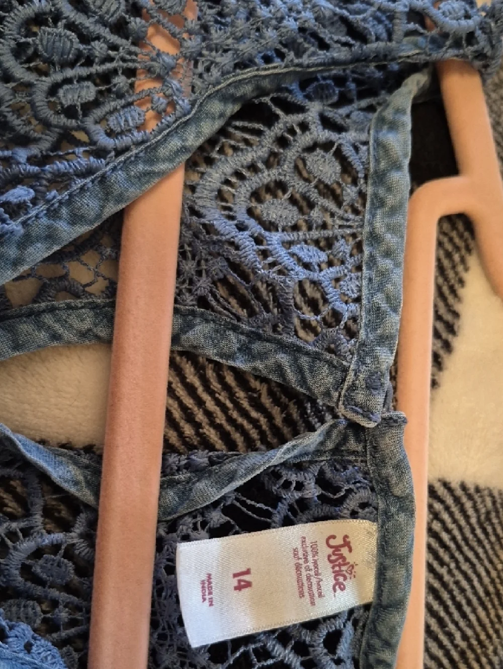 Justice Blue Crochet Chambray Romper